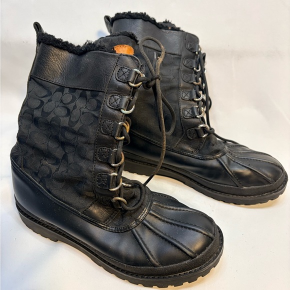 Coach Shoes - Coach Laura Black Women's Signature Lace-Up Boots